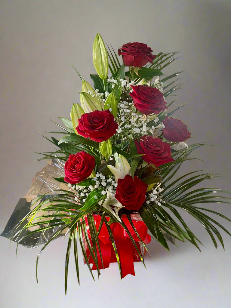 Red Rose Hatbox Arrangement