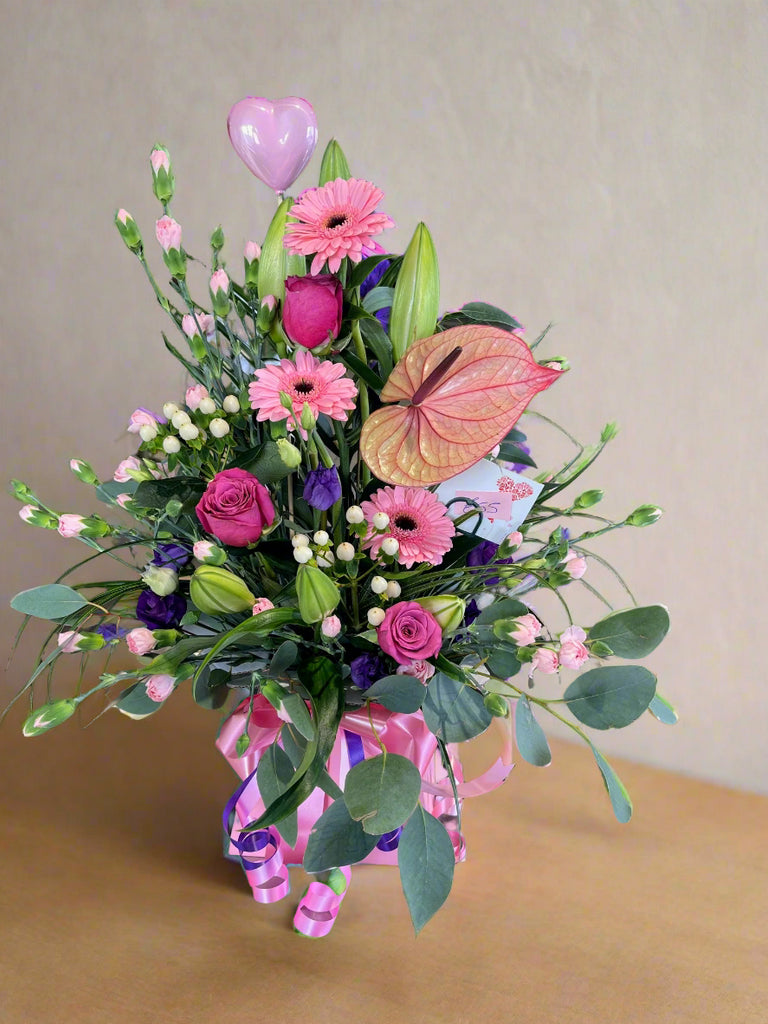 Blush Pink Roses and Gebera flower arrangement